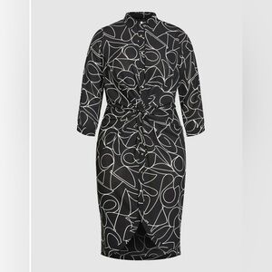 City Chic Black and White Midi Dress